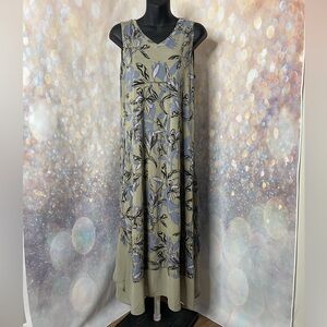 LOGO Lori Goldstein Maxi Tank Dress Abstract Summer Sleeveless Size: M